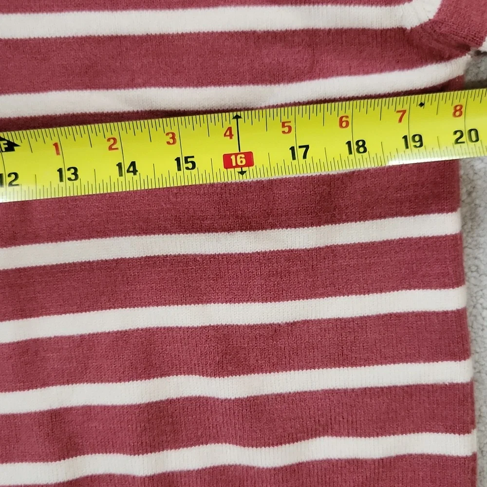 Crew Neck Burnt orange and Cream Striped Lighter Weight Sweater - Medium